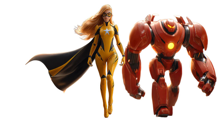 Heroic Superhero & Robot Vinyl Car Decal Sticker – Waterproof & UV-Resistant 