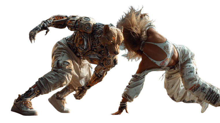 Biomech Dancers Duo Vinyl Car Decal Sticker – Waterproof & UV-Resistant 