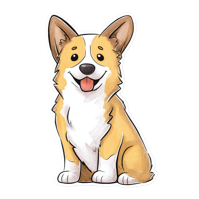 Cute Corgi Sticker Vinyl Car Decal Sticker – Waterproof & UV-Resistant 