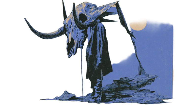Shadowed Horned Figure Vinyl Car Decal Sticker – Waterproof & UV-Resistant 