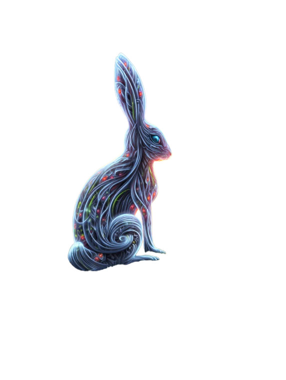 Glowing Fractal Rabbit Vinyl Car Decal Sticker – Waterproof & UV-Resistant 