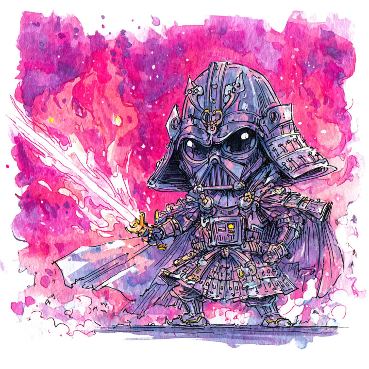 Chibi Samurai Vader Vinyl Car Decal Sticker – Waterproof & UV-Resistant 