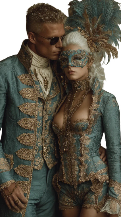 Fantasy Masquerade Couple Vinyl Car Decal Sticker – Waterproof & UV-Resistant 