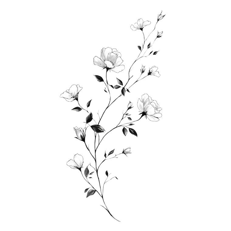 Rose Vine Illustration Vinyl Car Decal Sticker – Waterproof & UV-Resistant 