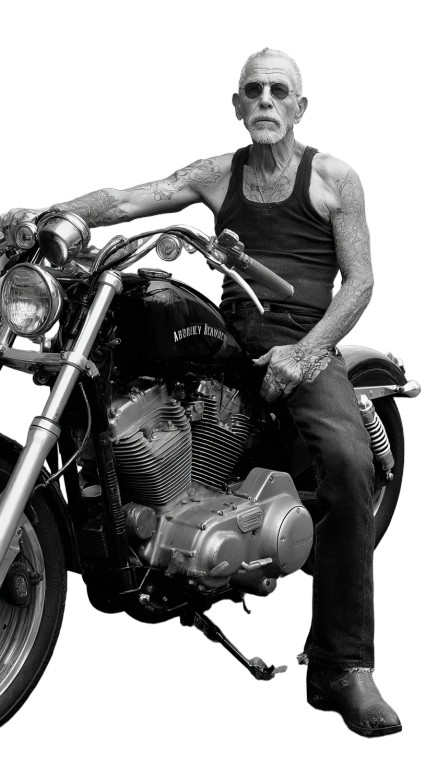 Elderly Biker Portrait Vinyl Car Decal Sticker – Waterproof & UV-Resistant 