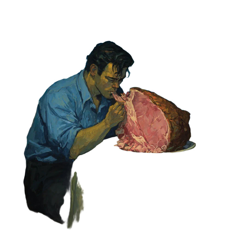 Man Eating Ham Vinyl Car Decal Sticker – Waterproof & UV-Resistant 