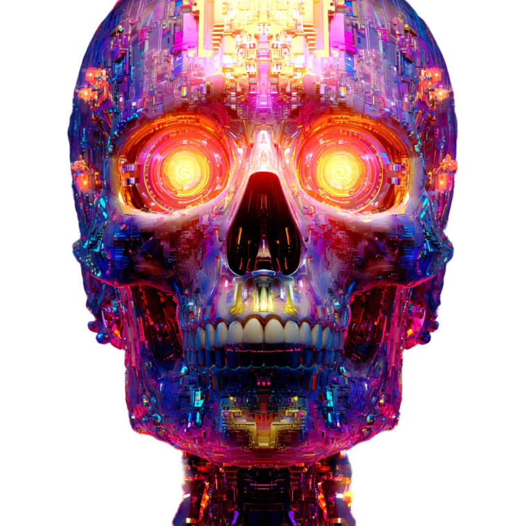 Cybernetic Ai Skull Vinyl Car Decal Sticker – Waterproof & UV-Resistant 