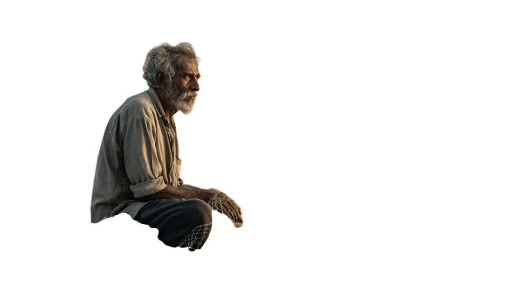 Elderly Fisherman Vinyl Car Decal Sticker – Waterproof & UV-Resistant 