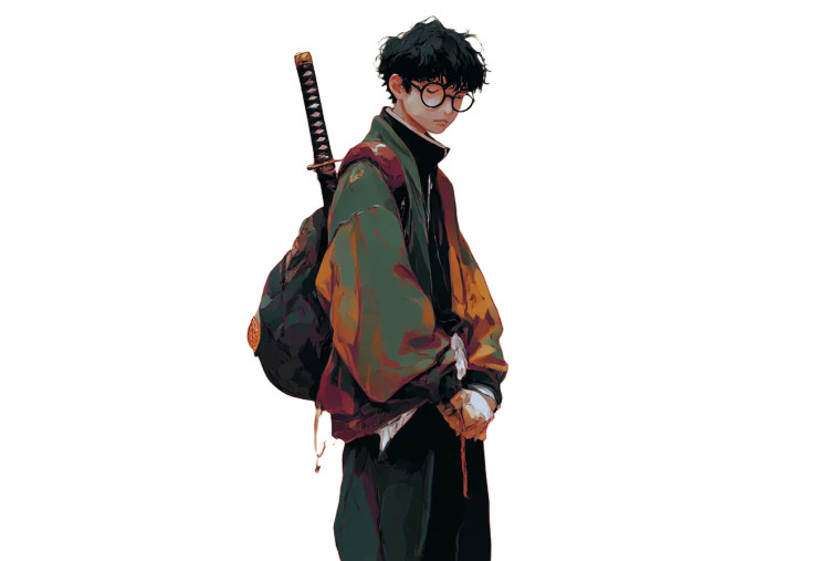 Quirky Samurai Boy Vinyl Car Decal Sticker – Waterproof & UV-Resistant 