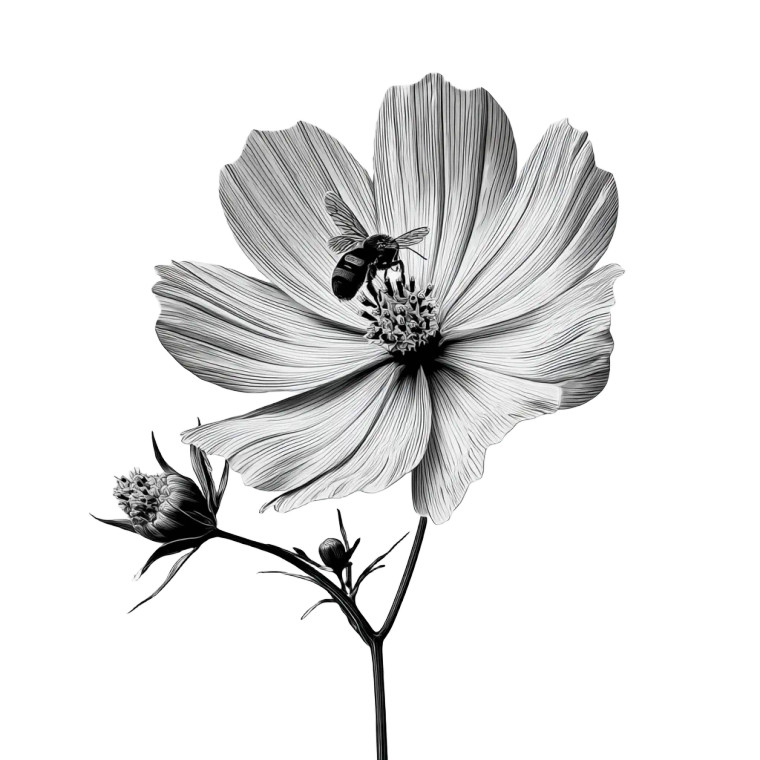 Flower With Bee Vinyl Car Decal Sticker – Waterproof & UV-Resistant 