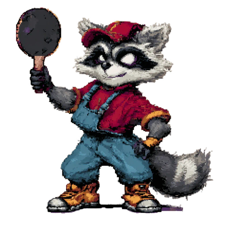 Raccoon Game Sprite Vinyl Car Decal Sticker – Waterproof & UV-Resistant 