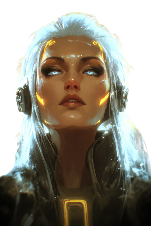 Futuristic White-Haired Woman V2 Vinyl Car Decal Sticker – Waterproof & UV-Resistant 