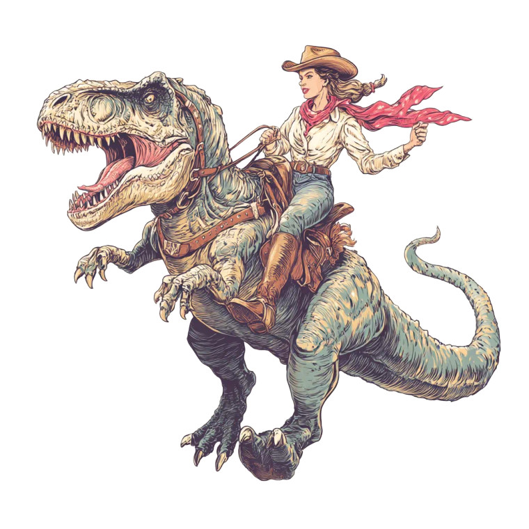 Cowgirl On T-Rex Vinyl Car Decal Sticker – Waterproof & UV-Resistant 