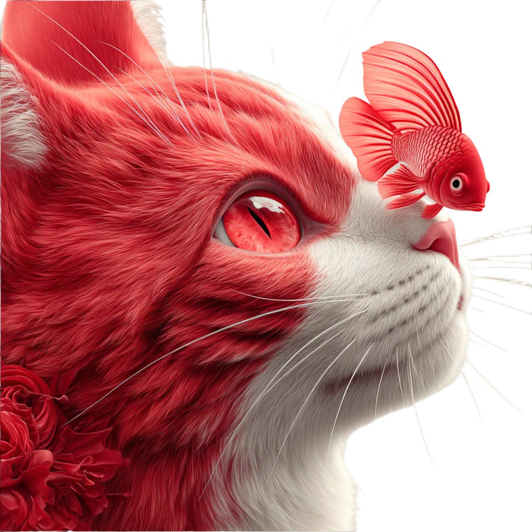 Red Cat Eating Vinyl Car Decal Sticker – Waterproof & UV-Resistant 