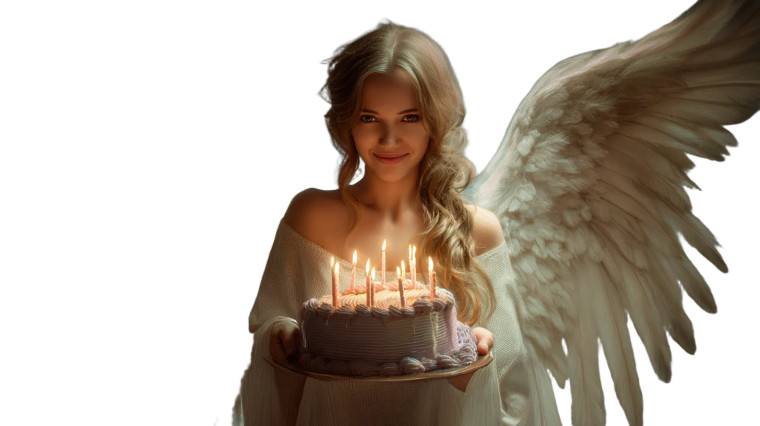 Angel With Cake Vinyl Car Decal Sticker – Waterproof & UV-Resistant 