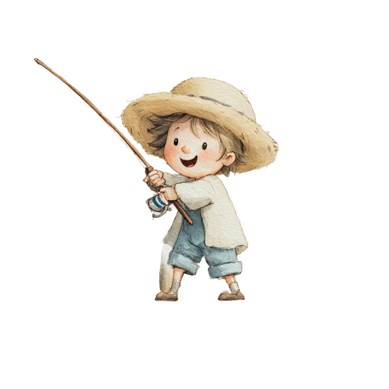 Joyful Fisherman Boy Vinyl Car Decal Sticker – Waterproof & UV-Resistant 