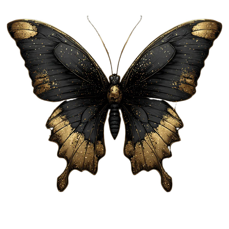 Gold Butterfly Vector Vinyl Car Decal Sticker – Waterproof & UV-Resistant 