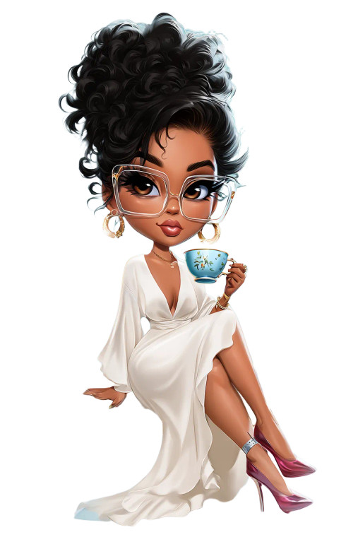 Ebony Businesswoman Chibi Vinyl Car Decal Sticker – Waterproof & UV-Resistant 