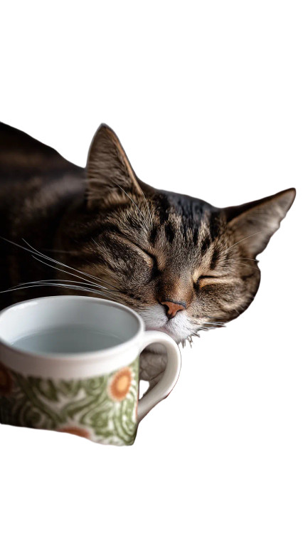 Napping Cat Mug Vinyl Car Decal Sticker – Waterproof & UV-Resistant 