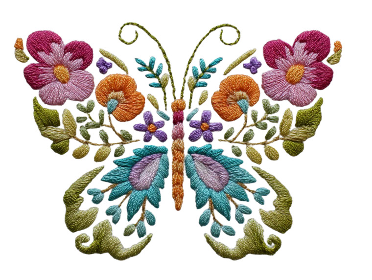 Decorative Butterfly Embroidery Vinyl Car Decal Sticker – Waterproof & UV-Resistant 