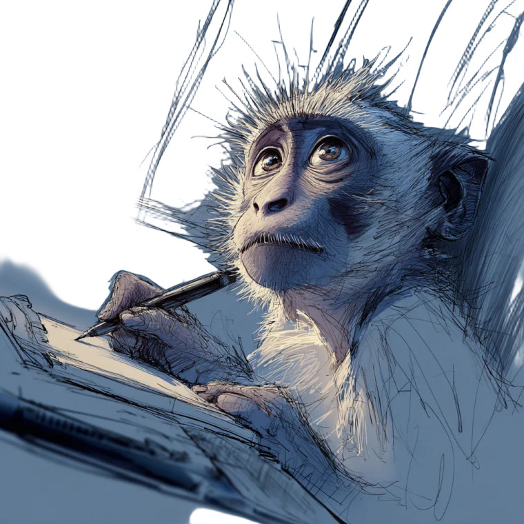 Monkey Drawing Vinyl Car Decal Sticker – Waterproof & UV-Resistant 