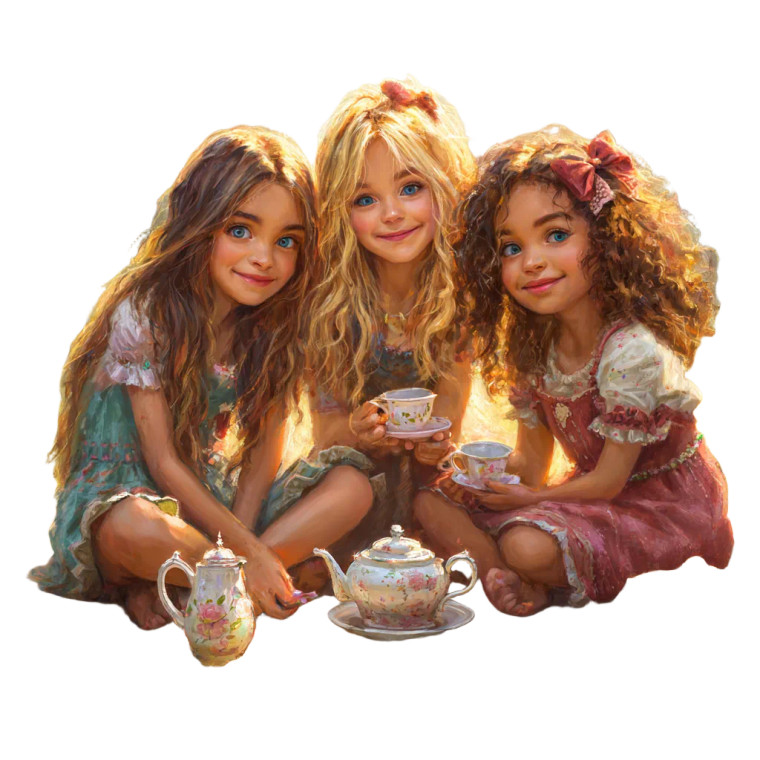 Tea Party Girls Vinyl Car Decal Sticker – Waterproof & UV-Resistant 