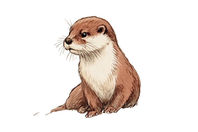 Cute Otter Drawing Vinyl Car Decal Sticker – Waterproof & UV-Resistant 