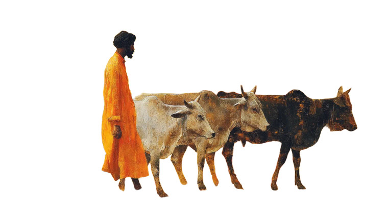 Man With Cows V2 Vinyl Car Decal Sticker – Waterproof & UV-Resistant 