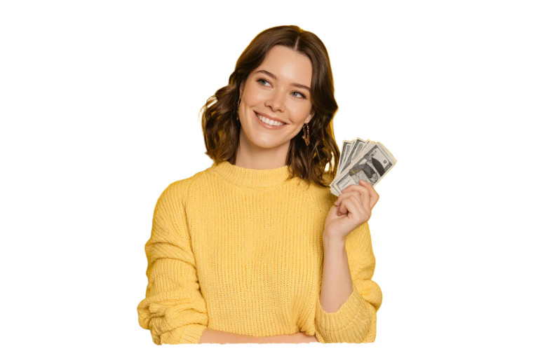 Happy Woman With Money V2 Vinyl Car Decal Sticker – Waterproof & UV-Resistant  Happy Woman With Money V2 Vinyl Car Decal Sticker – Waterproof & UV-Resistant