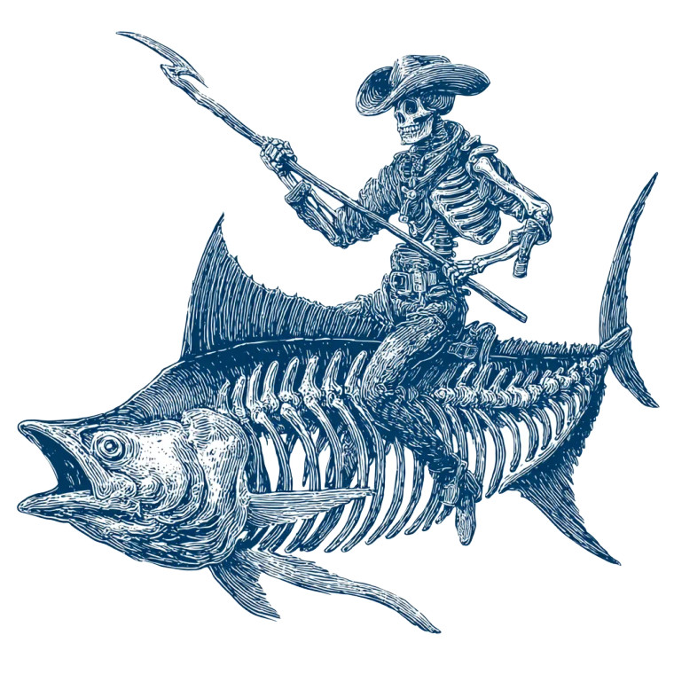 Skeleton Cowboy Tuna Vinyl Car Decal Sticker – Waterproof & UV-Resistant 