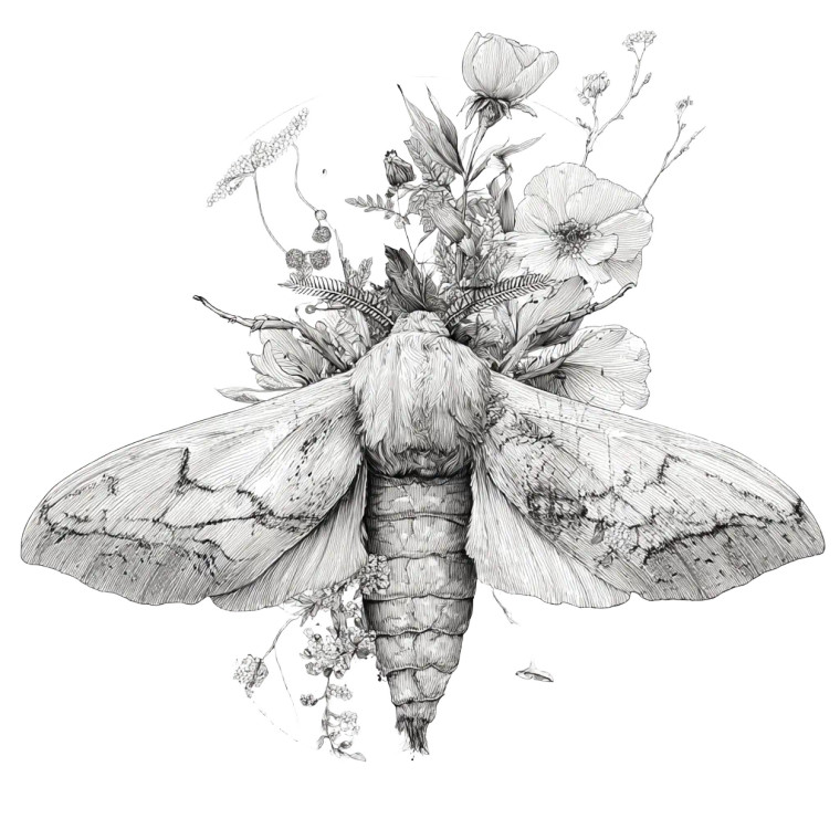 Intricate Moth Drawing Vinyl Car Decal Sticker – Waterproof & UV-Resistant 