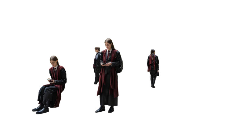 Academic Students Walking Vinyl Car Decal Sticker – Waterproof & UV-Resistant 
