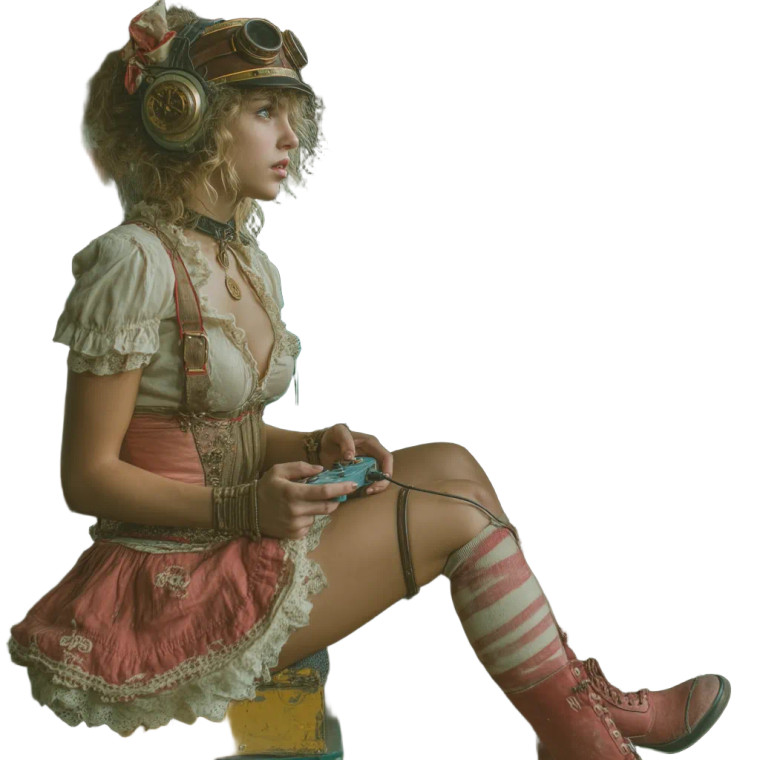 Steampunk Gamer Girl Vinyl Car Decal Sticker – Waterproof & UV-Resistant 