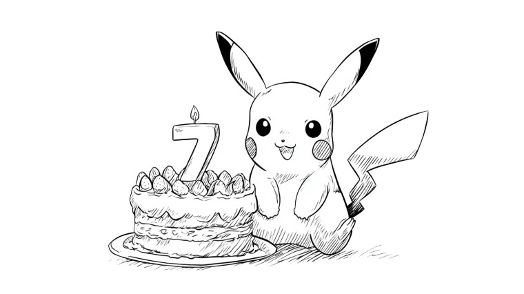 Pikachu Birthday Cake Vinyl Car Decal Sticker – Waterproof & UV-Resistant 