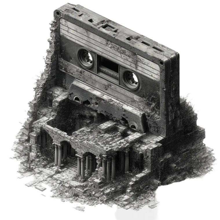Cassette In Ruins Vinyl Car Decal Sticker – Waterproof & UV-Resistant 