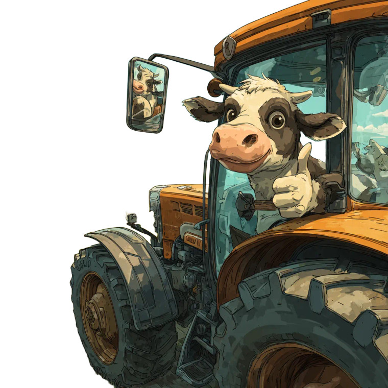 Happy Cow Tractor Vinyl Car Decal Sticker – Waterproof & UV-Resistant 