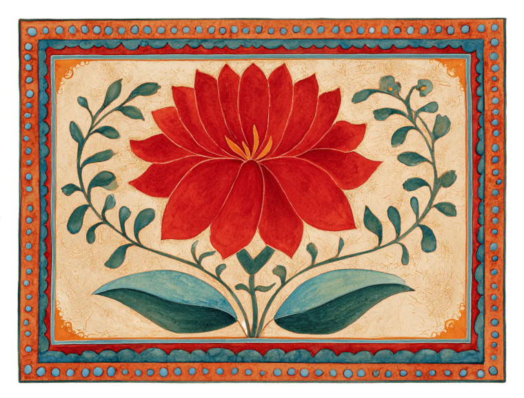 Red Flower Sunset Vinyl Car Decal Sticker – Waterproof & UV-Resistant 