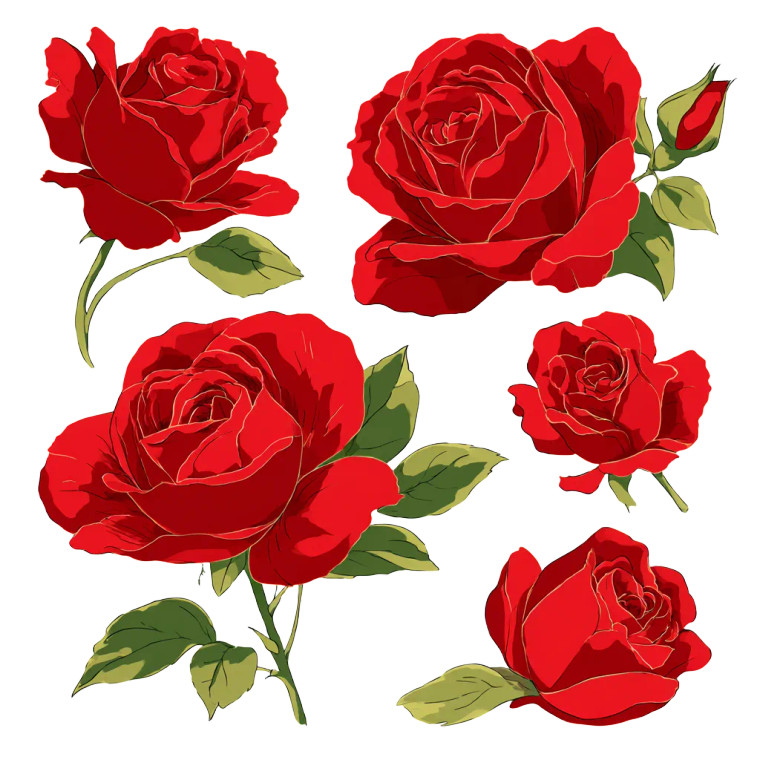 Red Roses Illustration Vinyl Car Decal Sticker – Waterproof & UV-Resistant 