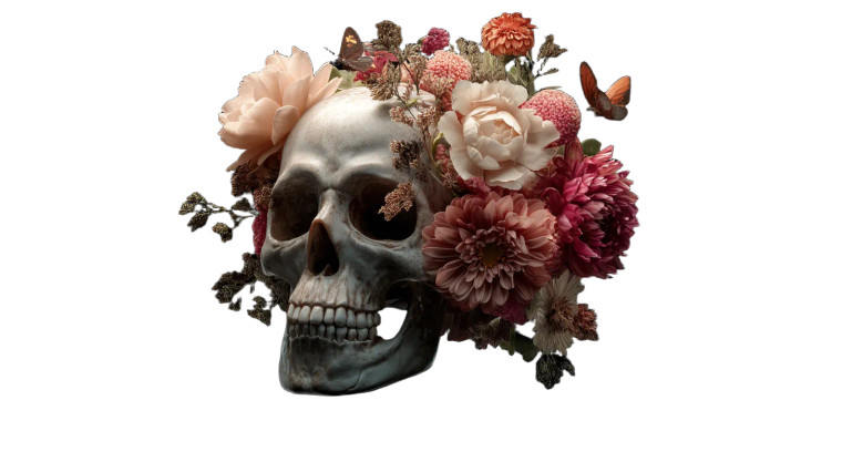 Floral Skull Logo Vinyl Car Decal Sticker – Waterproof & UV-Resistant 