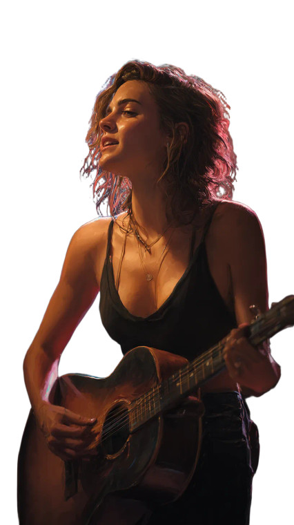 Singing Guitarist Portrait Vinyl Car Decal Sticker – Waterproof & UV-Resistant 