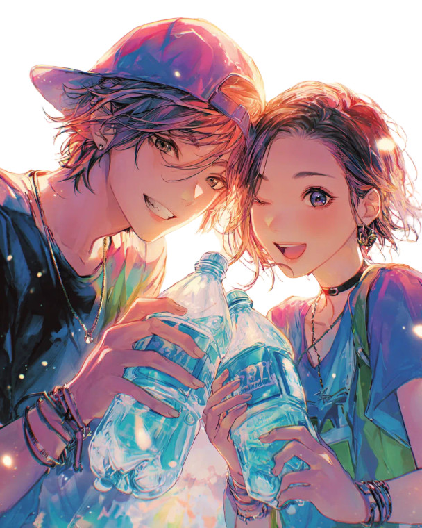 Anime Cheering Duo Vinyl Car Decal Sticker – Waterproof & UV-Resistant 