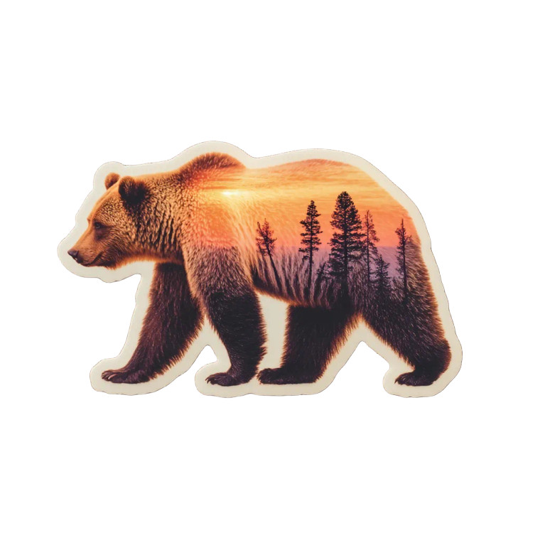 Grizzly Bear Sticker Vinyl Car Decal Sticker – Waterproof & UV-Resistant 