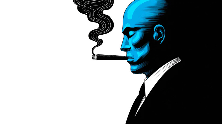 Blue Man Smoking Vinyl Car Decal Sticker – Waterproof & UV-Resistant 