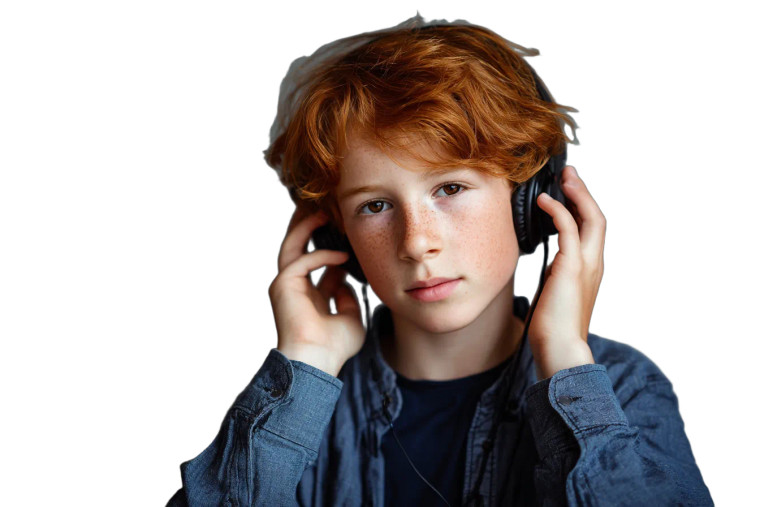 Redhead Boy Listening Vinyl Car Decal Sticker – Waterproof & UV-Resistant 