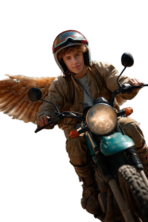 Winged Motorcycle Rider Vinyl Car Decal Sticker – Waterproof & UV-Resistant 