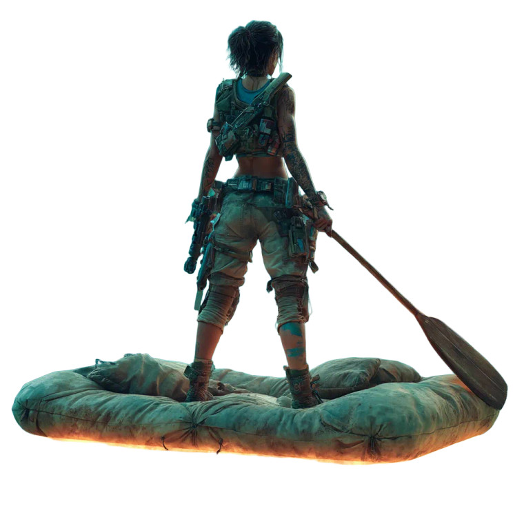 Cyberpunk Survivor Raft Vinyl Car Decal Sticker – Waterproof & UV-Resistant 