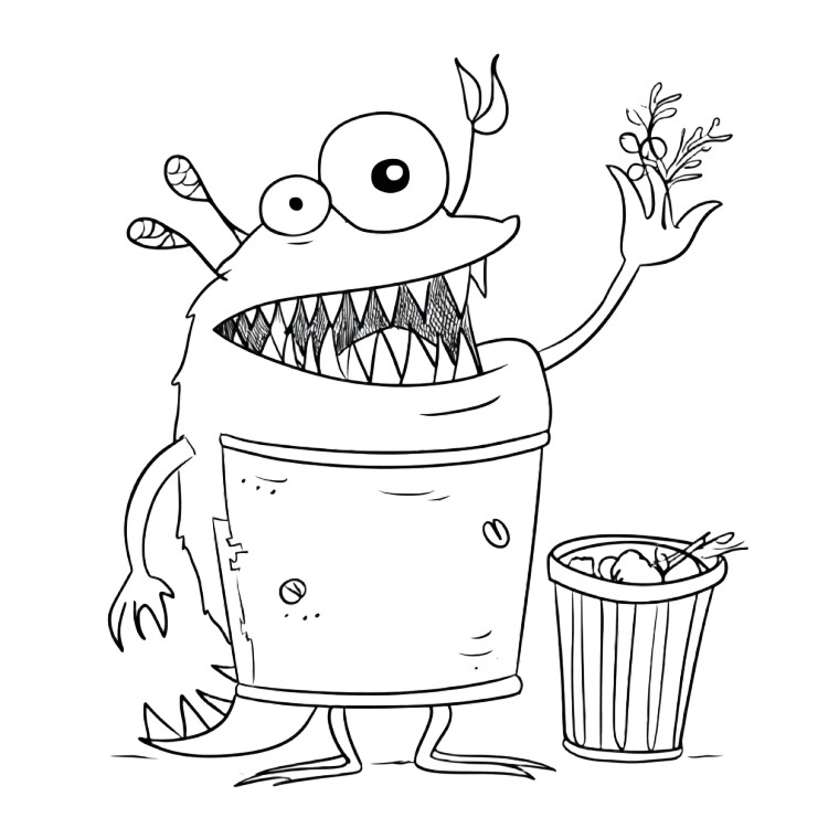 Silly Trash Monster Vinyl Car Decal Sticker – Waterproof & UV-Resistant 