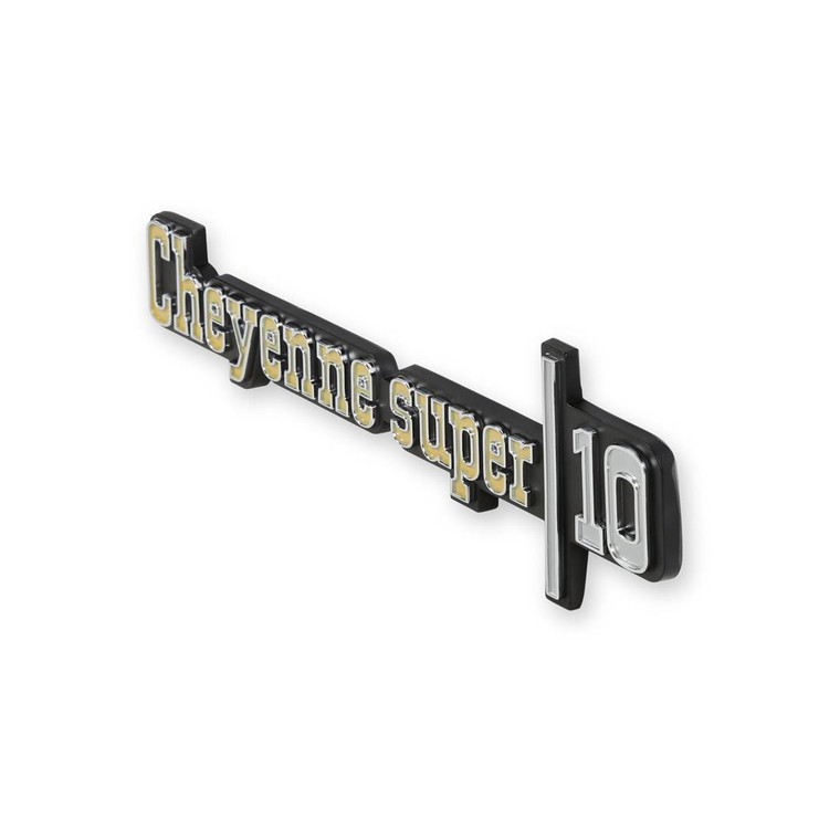 Cheyenne Super 10 Emblem Set | OE Font, Mounting Hardware | Silver/Gold | Classic Trucks