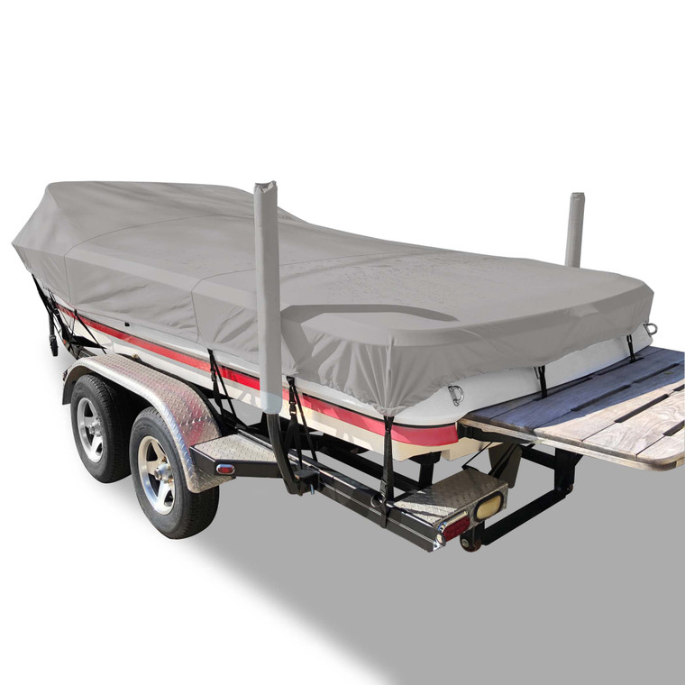 Water Repellent Boat Cover | V-Hull Bass Boat | Fits 16-19ft | UV Protection | Gray Polyester