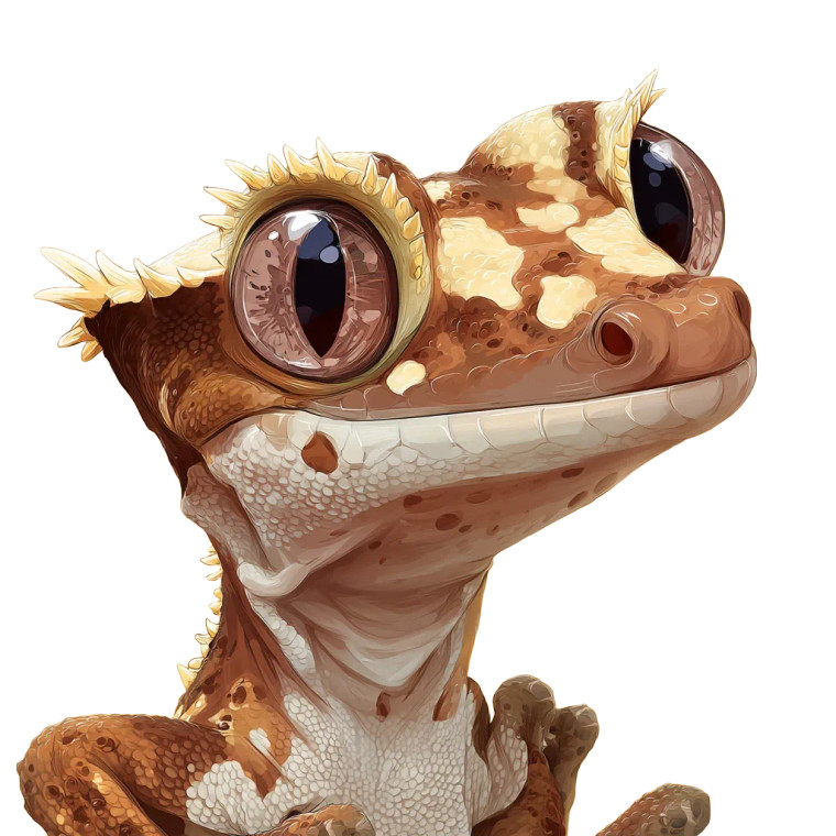 Crested Gecko Caricature Vinyl Car Decal Sticker – Waterproof & UV-Resistant 